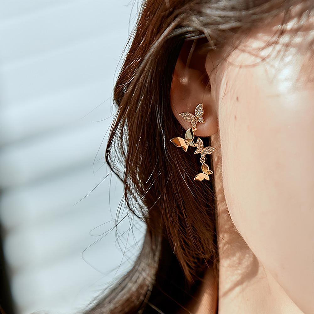 Butterfly Linear Drop Earrings Social Butterfly Long Earrings Bridesmaid