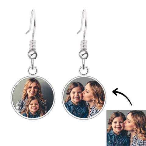 Photo Earrings Drop Earrings Two Photos Unique