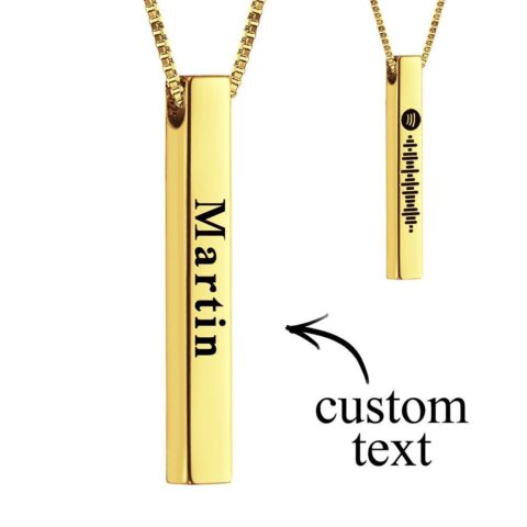 Spotify Code Necklace 3D Engraved Vertical Bar Necklace