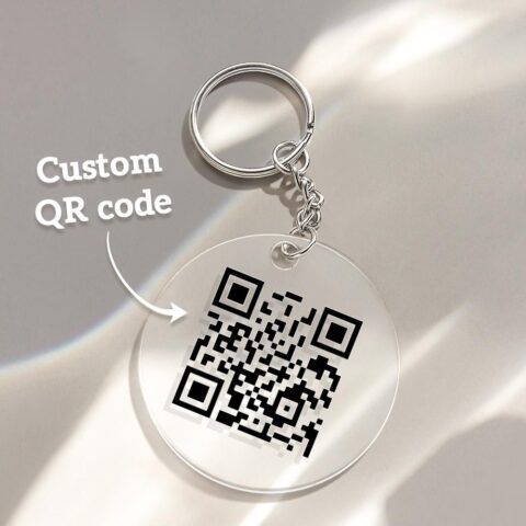 Scannable QR Code Social Media Keychain with Your Voice or Text