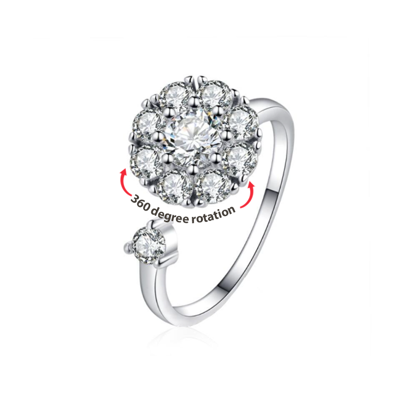 Anxiety Ring With Zircon Rotating Opening Adjustable Ring Anniversary Birthday