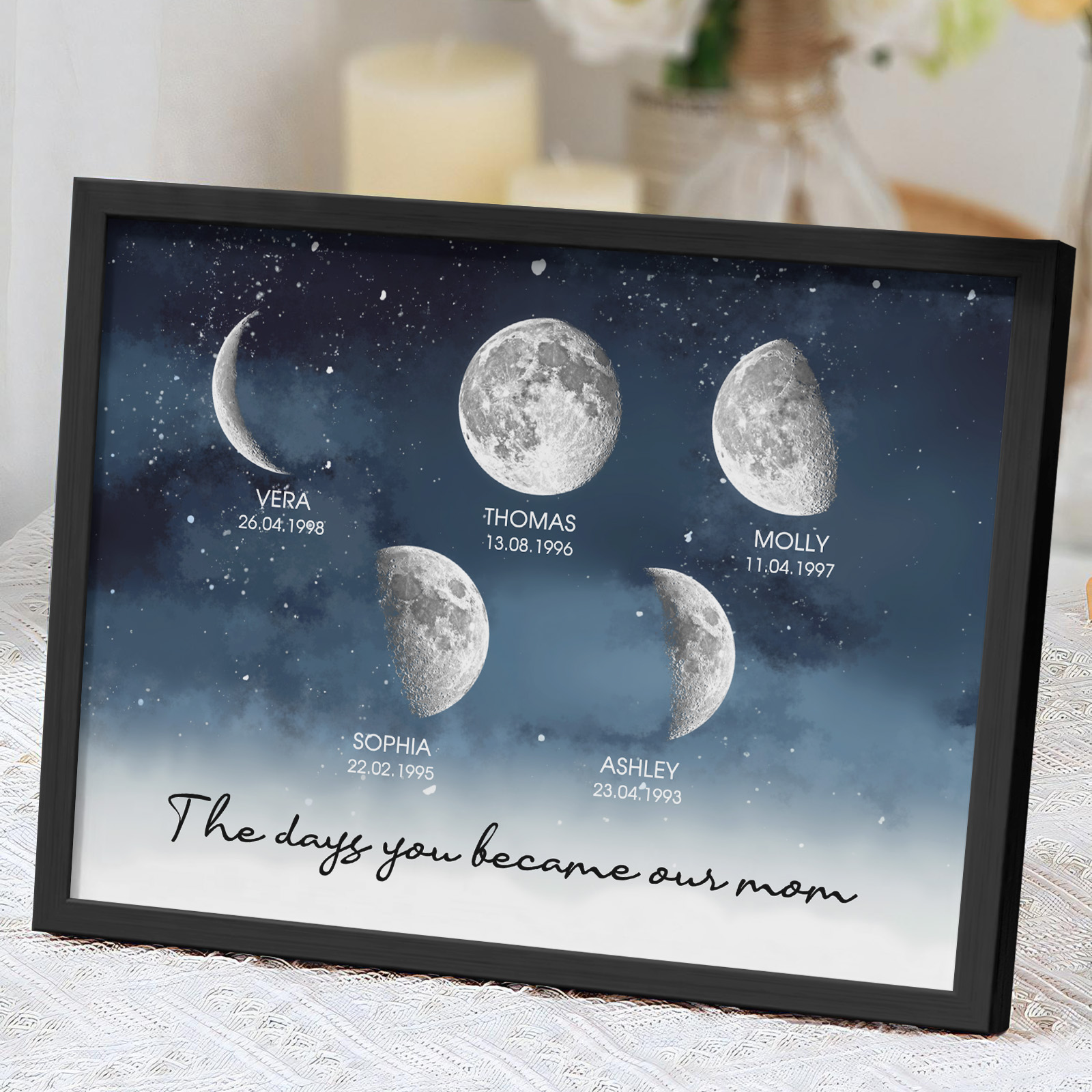 Personalized Starry Night The Day You Became Mom Custom Birth Moon