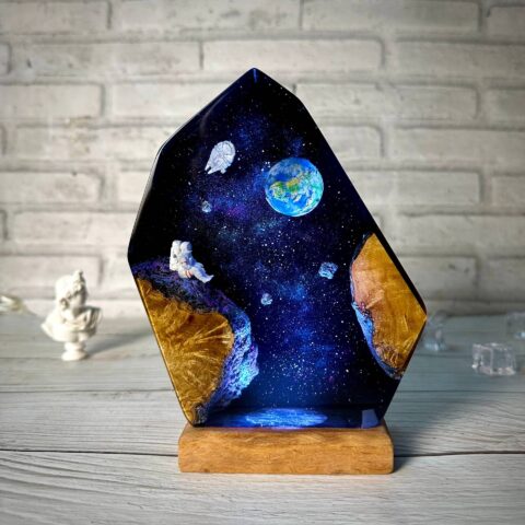 Stop Scrolling – This Is The One: Interstellar Universe Space Night Light Resin Wood