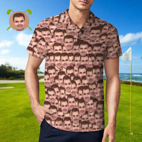 Men’s Custom Face POLO Shirt Personalized Golf Shirts For Him Face