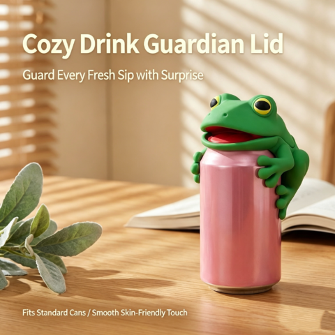 Cute 3D Printed Frog Can Lid Cover Portable Reversible Beverage Can