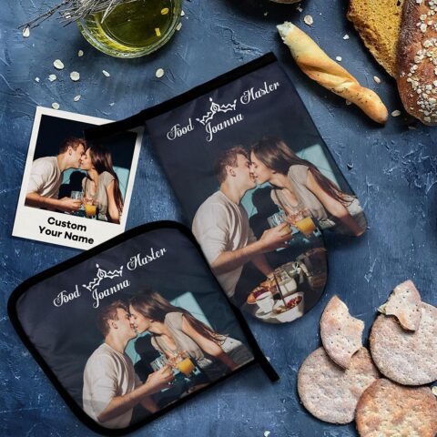Engraved Photo Oven Glove Baking Glove Couples