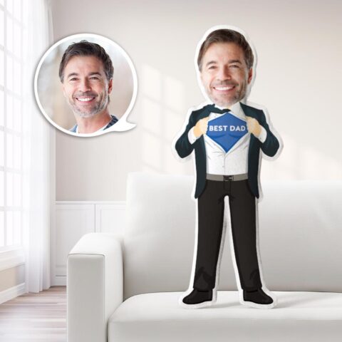 Custom Face Minime Pillow Black Suit Custom Photo Printed Picture Doll