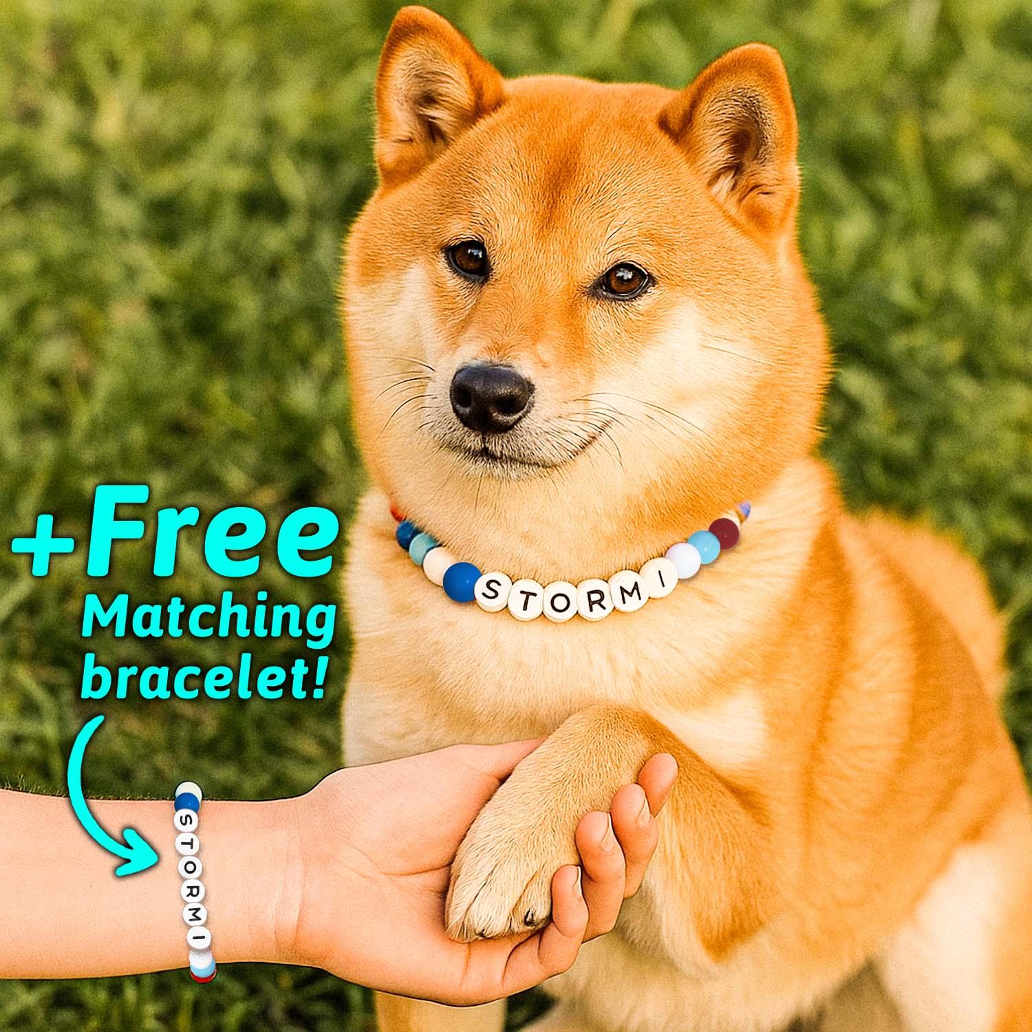 Personalized Name Beaded Pet Collar –Custom Dog Necklace for Your Furry