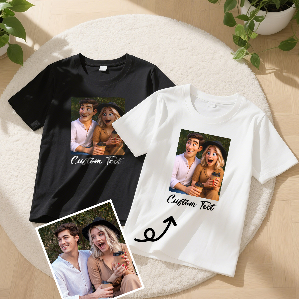 Custom Cartoon Style Photo T-Shirt Personalized Anime Portrait Tshirt with Custom