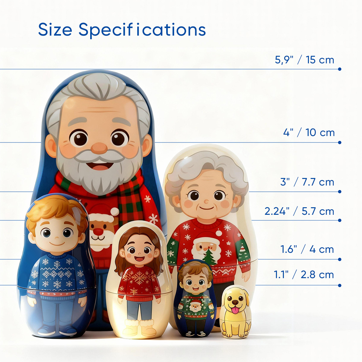 Personalized Portrait Nesting Doll with Text Custom Photo Family Portrait Cartoon
