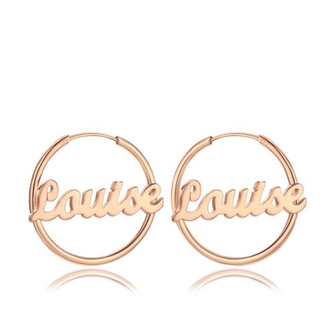 Personalized Name Earrings Rose Gold Plated Silver