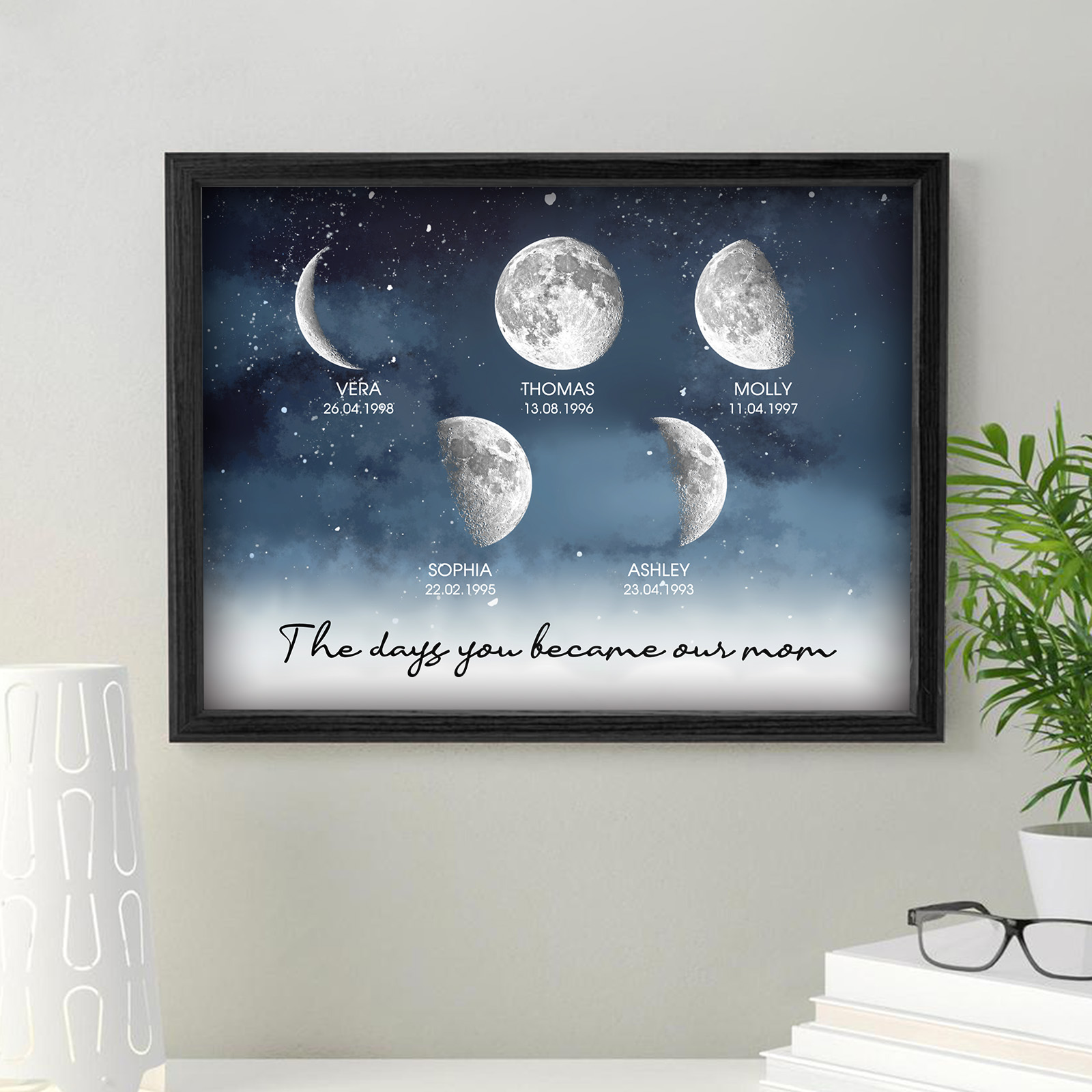 Personalized Starry Night The Day You Became Mom Custom Birth Moon
