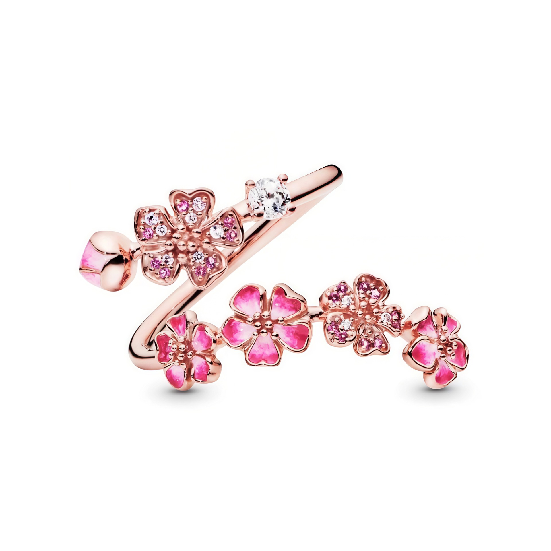 The Unexpected Favorite: Peach Blossom Ring Flower Adjustable Ring Dainty Pavé Floral