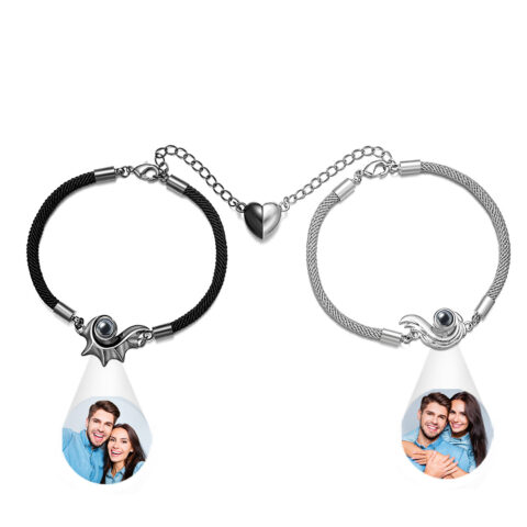 Custom Projection Couple Bracelet Magnetic Heart