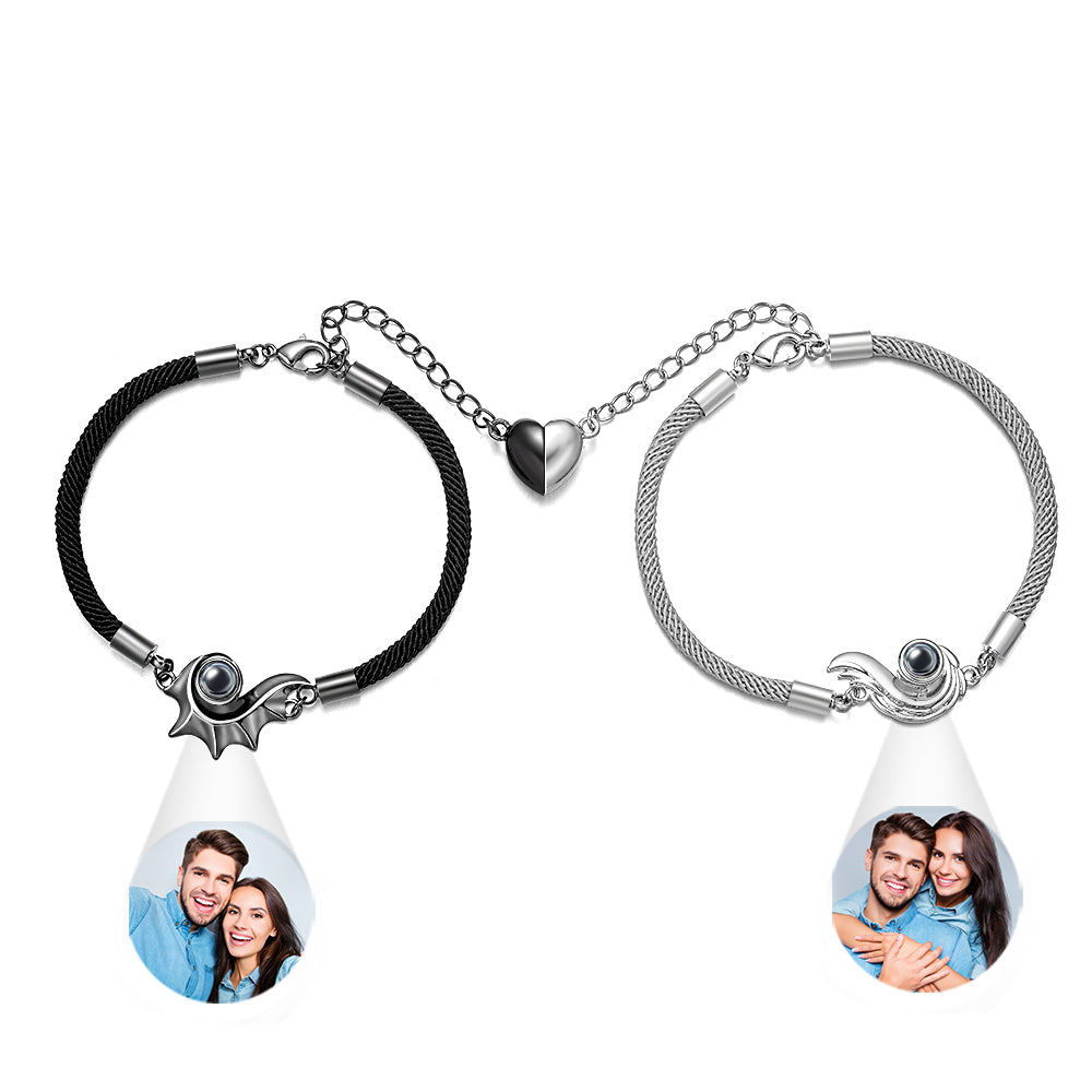 Custom Projection Couple Bracelet Magnetic Heart