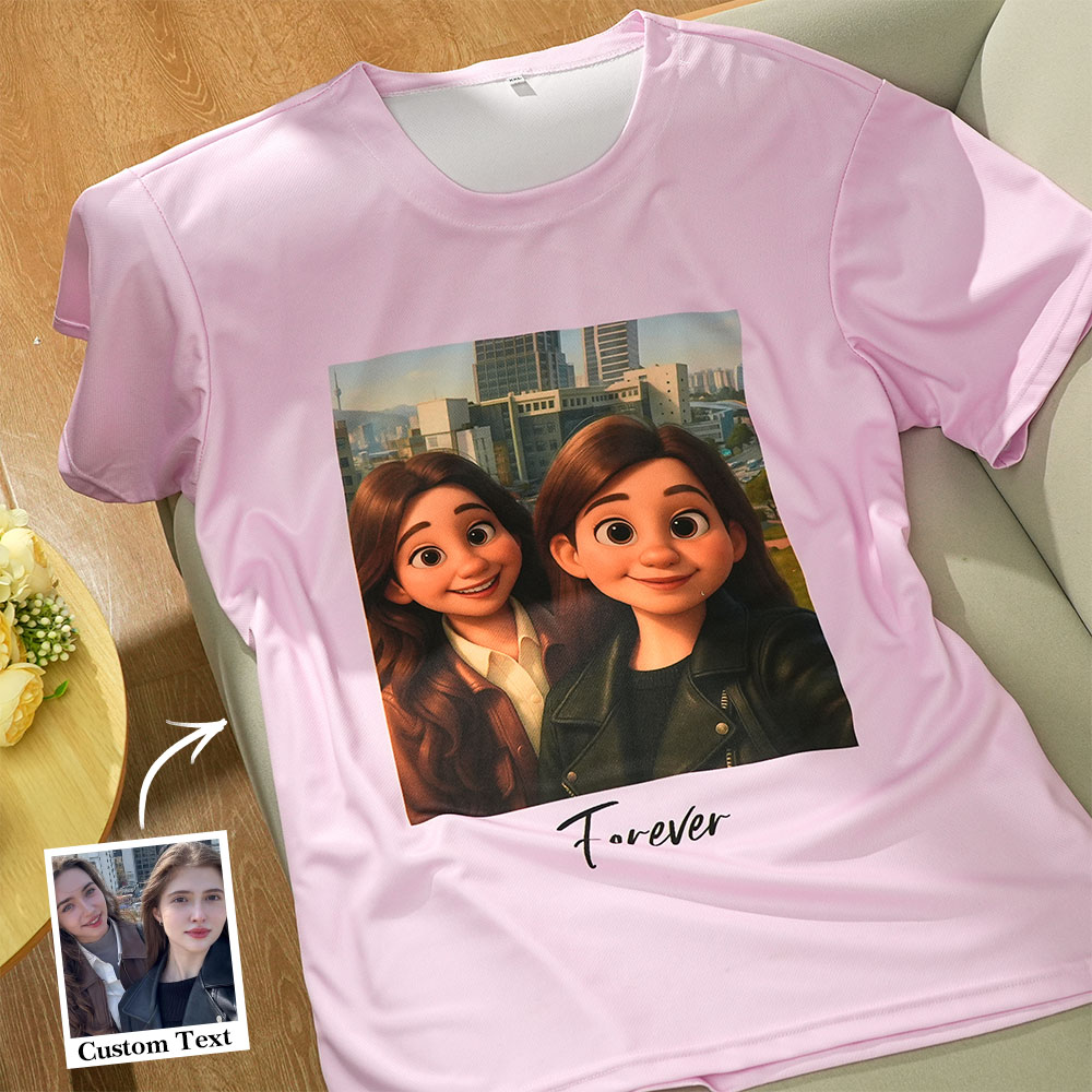 Custom Cartoon Style Photo T-Shirt Personalized Anime Portrait Tshirt with Custom