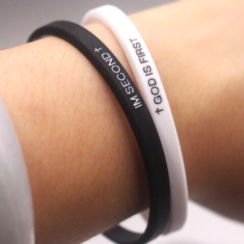 GOD IS FIRST Bracelet Set Faith Rubber Wristbands Inspirational Christian Sports