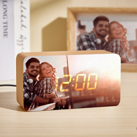 Custom Photo Wooden Alarm Clock Personalized Valentine’s Day