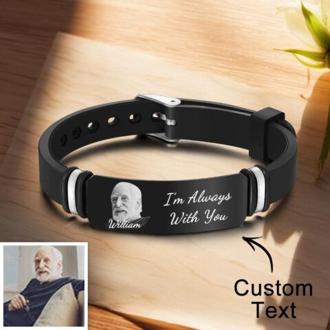 Custom Photo Memorial Bracelet Engraved Men’s Bracelet Commemorate Photo Memory
