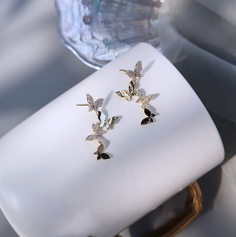 Butterfly Linear Drop Earrings Social Butterfly Long Earrings Bridesmaid