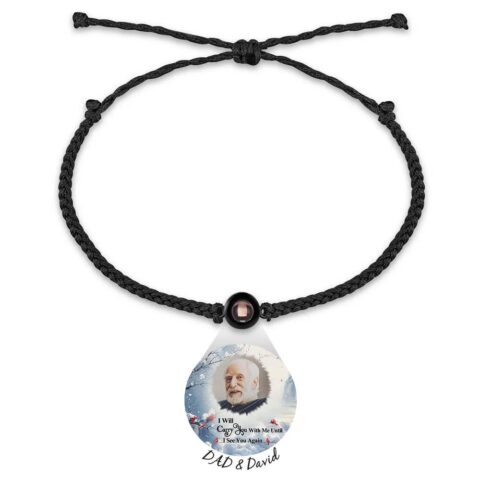 The Unexpected Favorite: Personalized Photo Projection Bracelet Braided Black Rope
