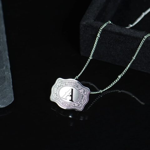 Belt Buckle Letter Initial Necklaces Dainty Brass Pendant Necklaces