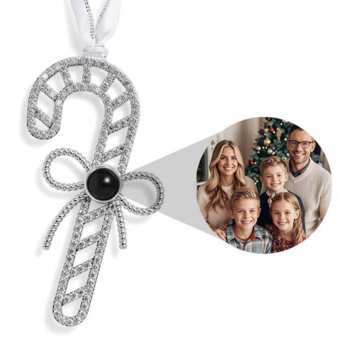 Unwrap a new memory every December: Personalized Candy Cane Photo Ornament Christmas