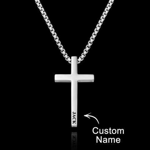 The finishing touch she will reach for every single day: Custom Cross Necklace Engraved