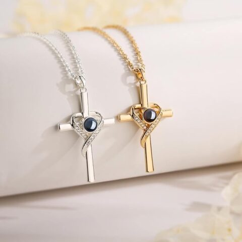 Custom Bible Verse Cross Projection Necklace