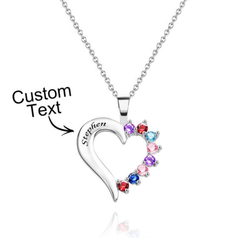 Fashion Birthstone Necklace Heart-Shaped Pendant