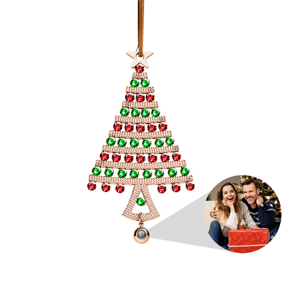 Personalized Photo Projection Ornaments Diamond Christmas Tree Shape Ornaments Christmas