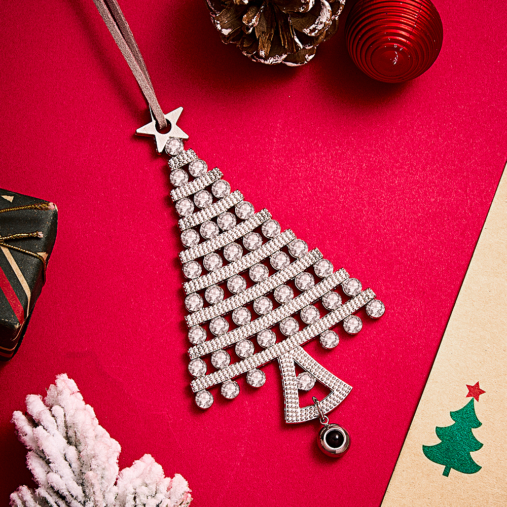 Personalized Photo Projection Ornaments Diamond Christmas Tree Shape Ornaments Christmas