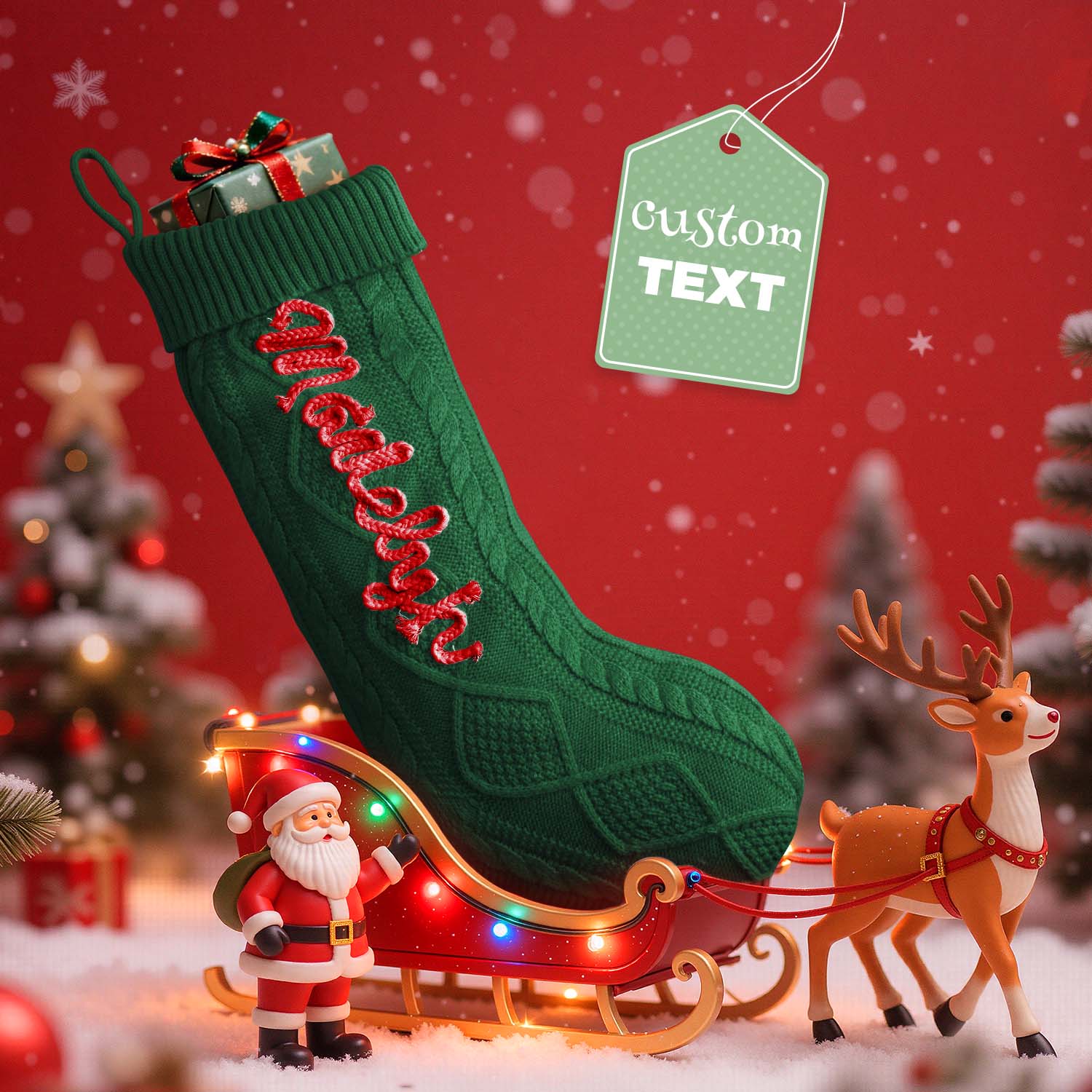 Custom Christmas Stockings Knitted Christmas Stockings with Name Christmas Family Stockings