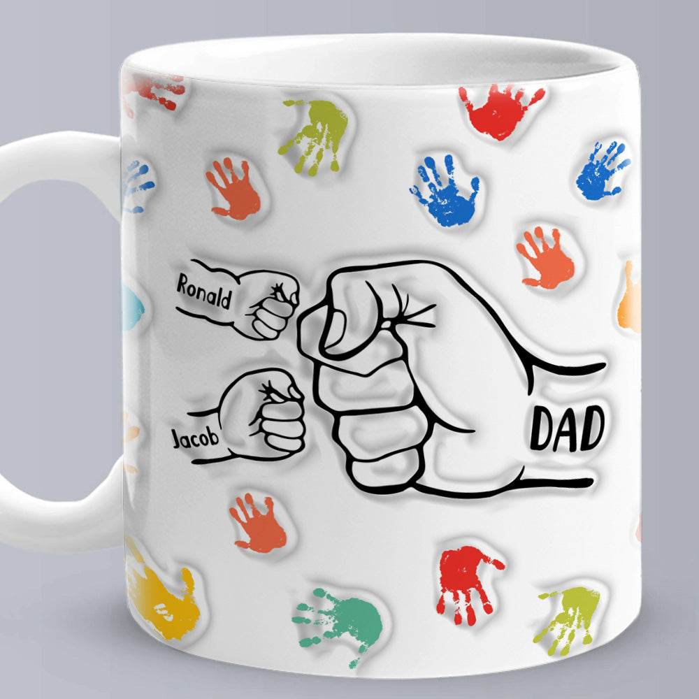 Personalized Custom Names 3D Inflated Effect Printed Mug Gift for Dad