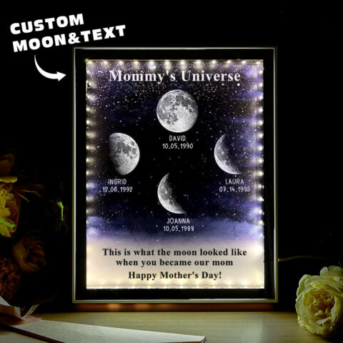 Starry Night Customize Birth Moon Phase Mirror Light Box Mother’s Day