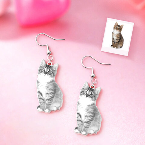 The One That Makes Them Cry: Custom Pet Photo Earrings Cat Dog Earrings Personalized