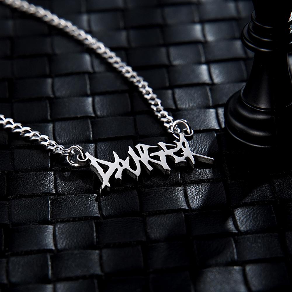 Her name, your words, one unforgettable piece: Custom Punk Name Necklace Alphabet