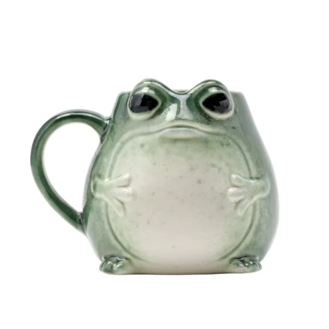 Creative 3D Frog Shaped Ceramic Coffee Mug Cute Round Frog Ceramic