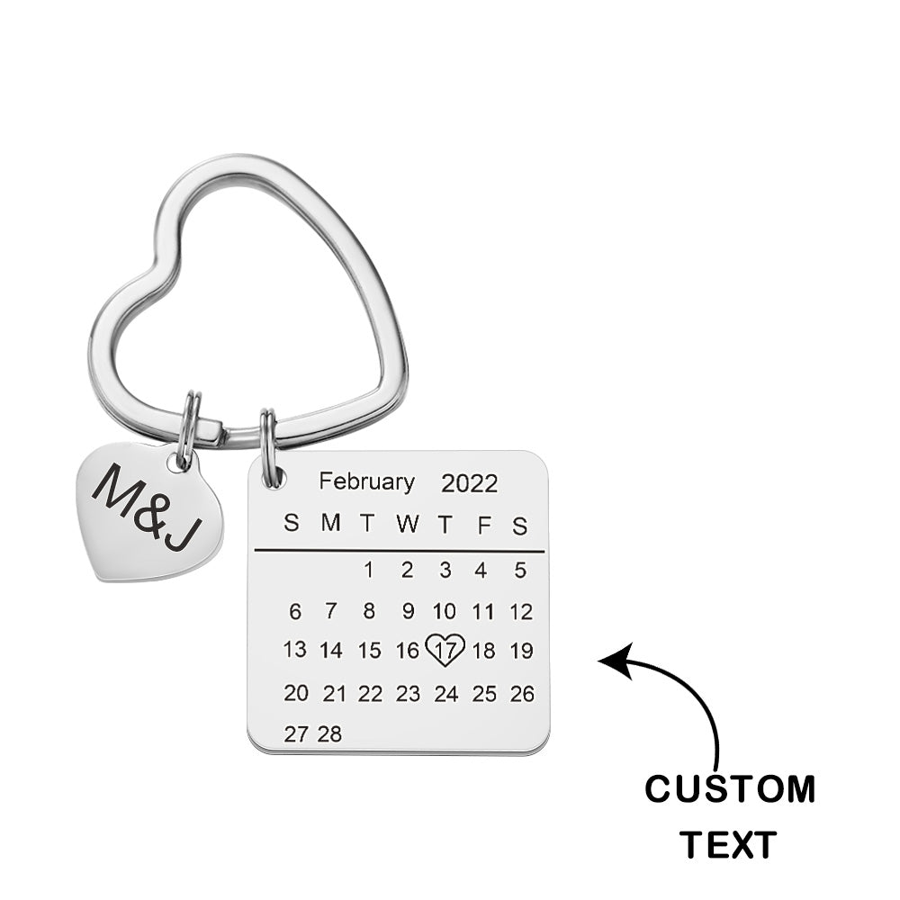 Small token, constant companion: Custom Engraved Calendar Keychain Heart Key Ring Save