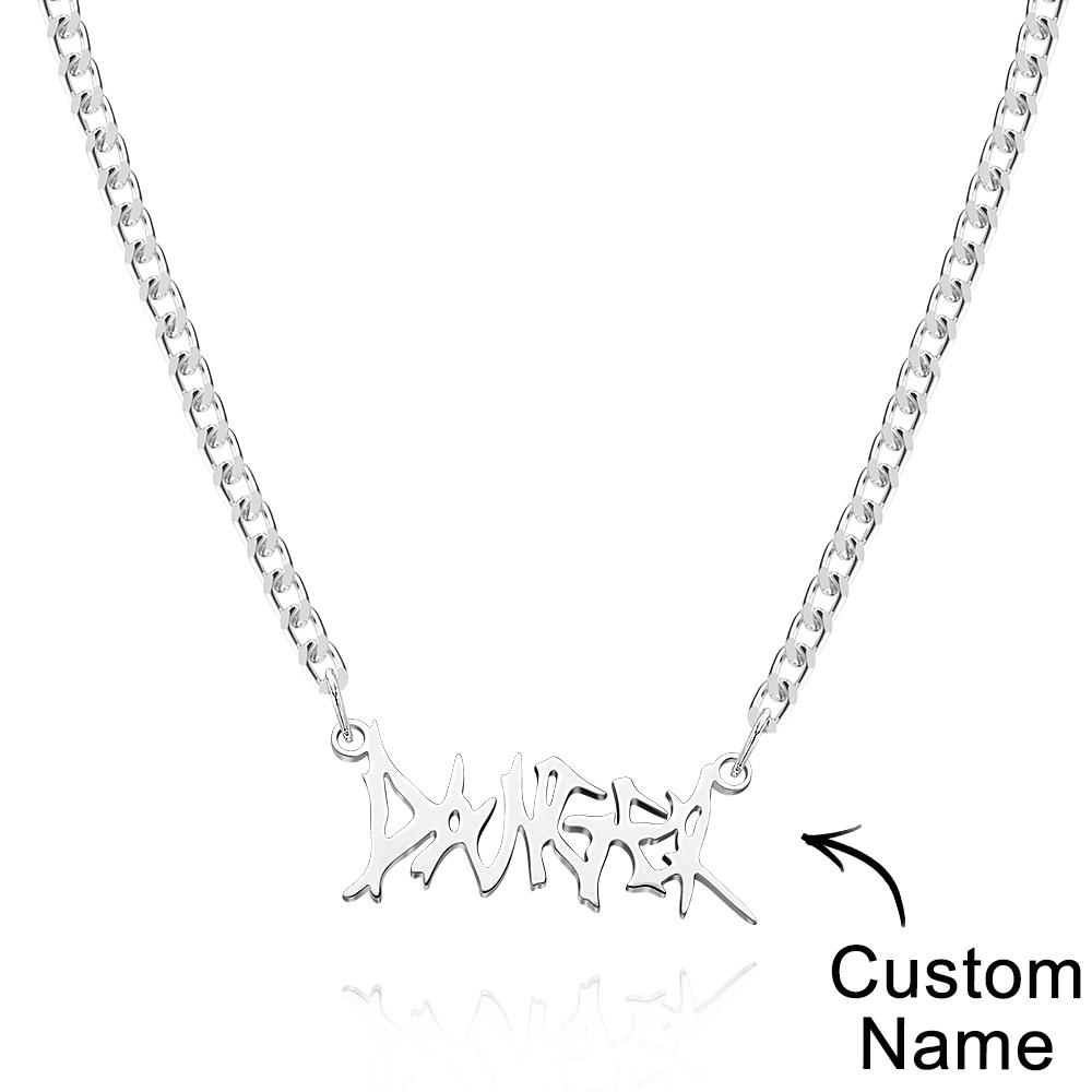 Her name, your words, one unforgettable piece: Custom Punk Name Necklace Alphabet