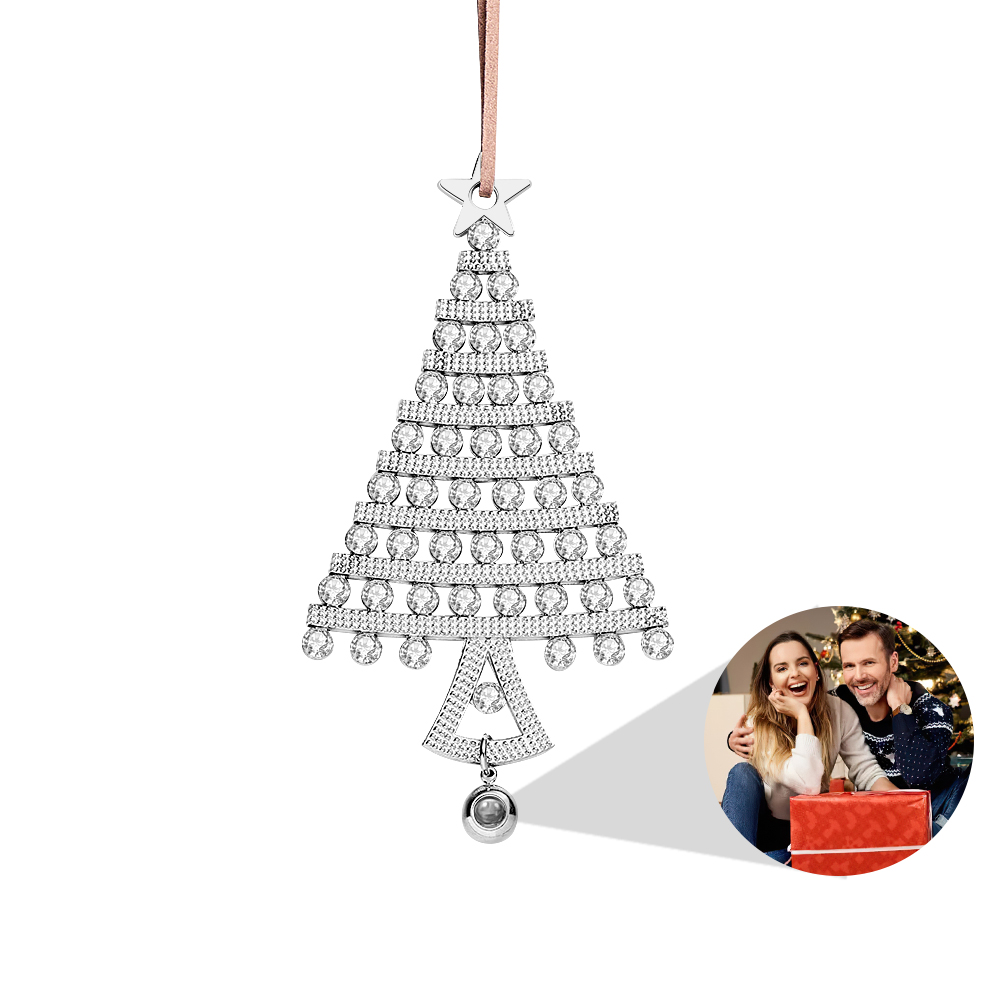 Personalized Photo Projection Ornaments Diamond Christmas Tree Shape Ornaments Christmas