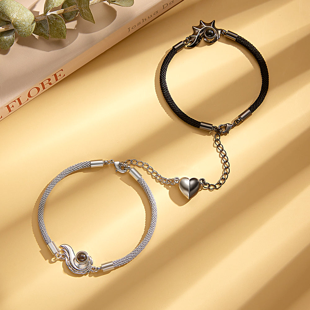 Custom Projection Couple Bracelet Magnetic Heart