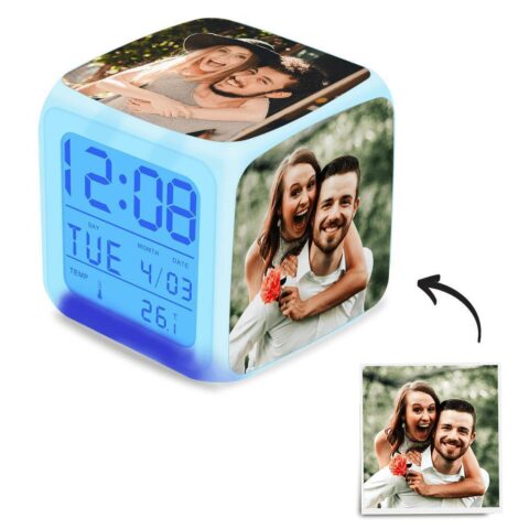 Personalized Alarm Clock Multiphoto Colorful Lights