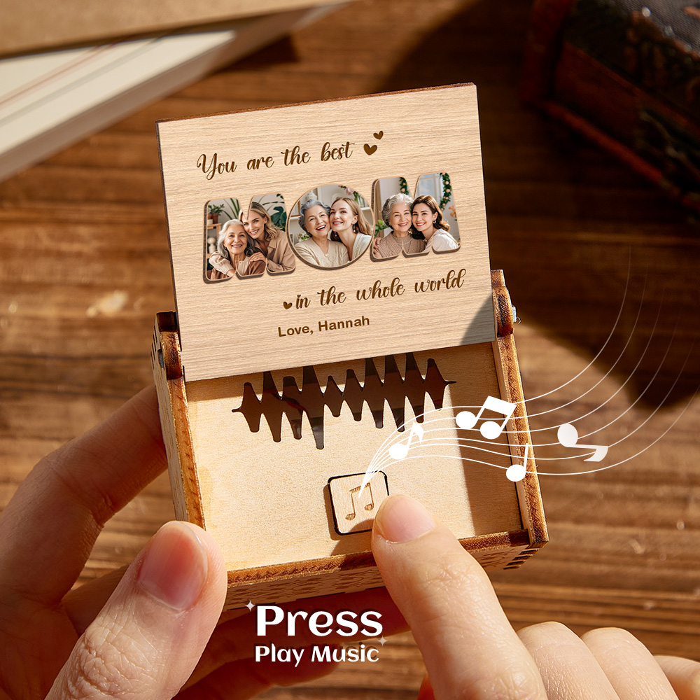 Open Slowly. Tears Likely.: Personalized Wooden Photo Music Box Custom Best Mom Music