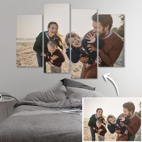 Custom Wall Art Canvas Prints Oil Painting 4 pcs Contemporary Family