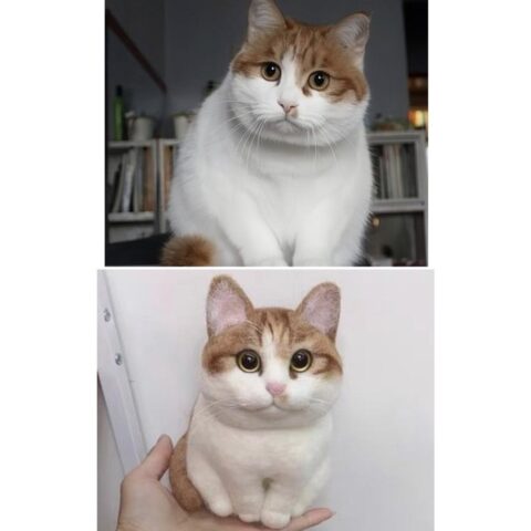 Custom Needle Felted Cat Body, Felt Cat Portrait Memorial Gift, Cat