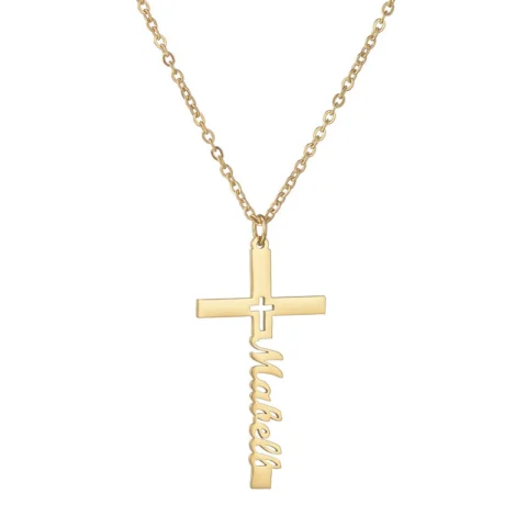 The gift that gets remembered long after the wrapping paper: Custom Name Cross Necklace