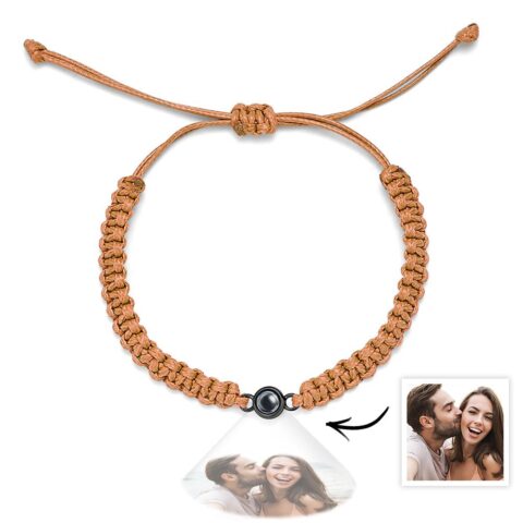 Personalized Braided Photo Projection Bracelet Fishtail Rope Men’s Bracelet Hand Braided