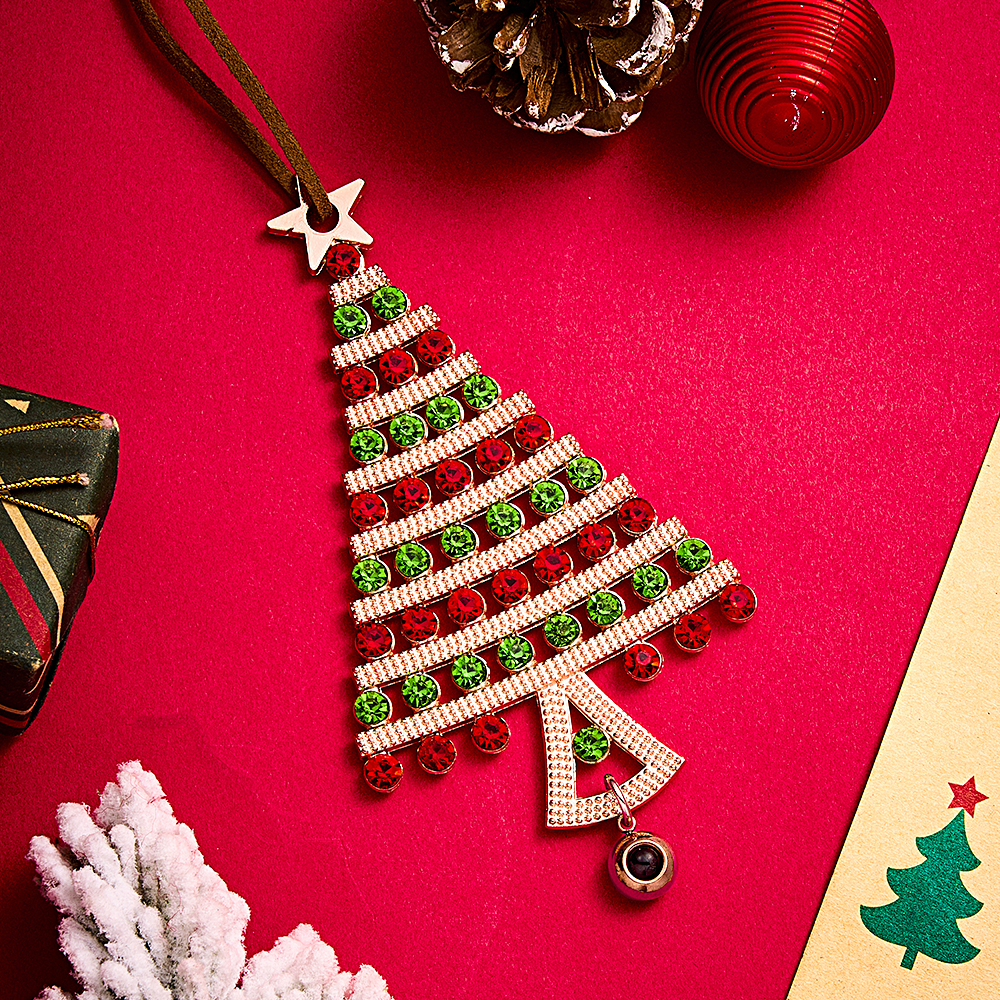 Personalized Photo Projection Ornaments Diamond Christmas Tree Shape Ornaments Christmas
