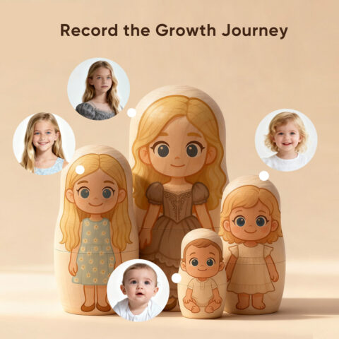 Custom Baby to Kid Growth Nesting Doll | Personalized Photo Dolls